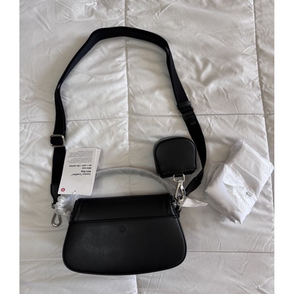 New LULULEMON CACTUS Black Leather Mini Crossbody Bag & Air Pods Holder NWT - Picture 6 of 14